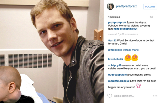 Illustration for article titled Wow: Chris Pratt Visited A Sick Fan In The Hospital But You Can Kinda Tell It Was Just To Check Out His Huge Tumor